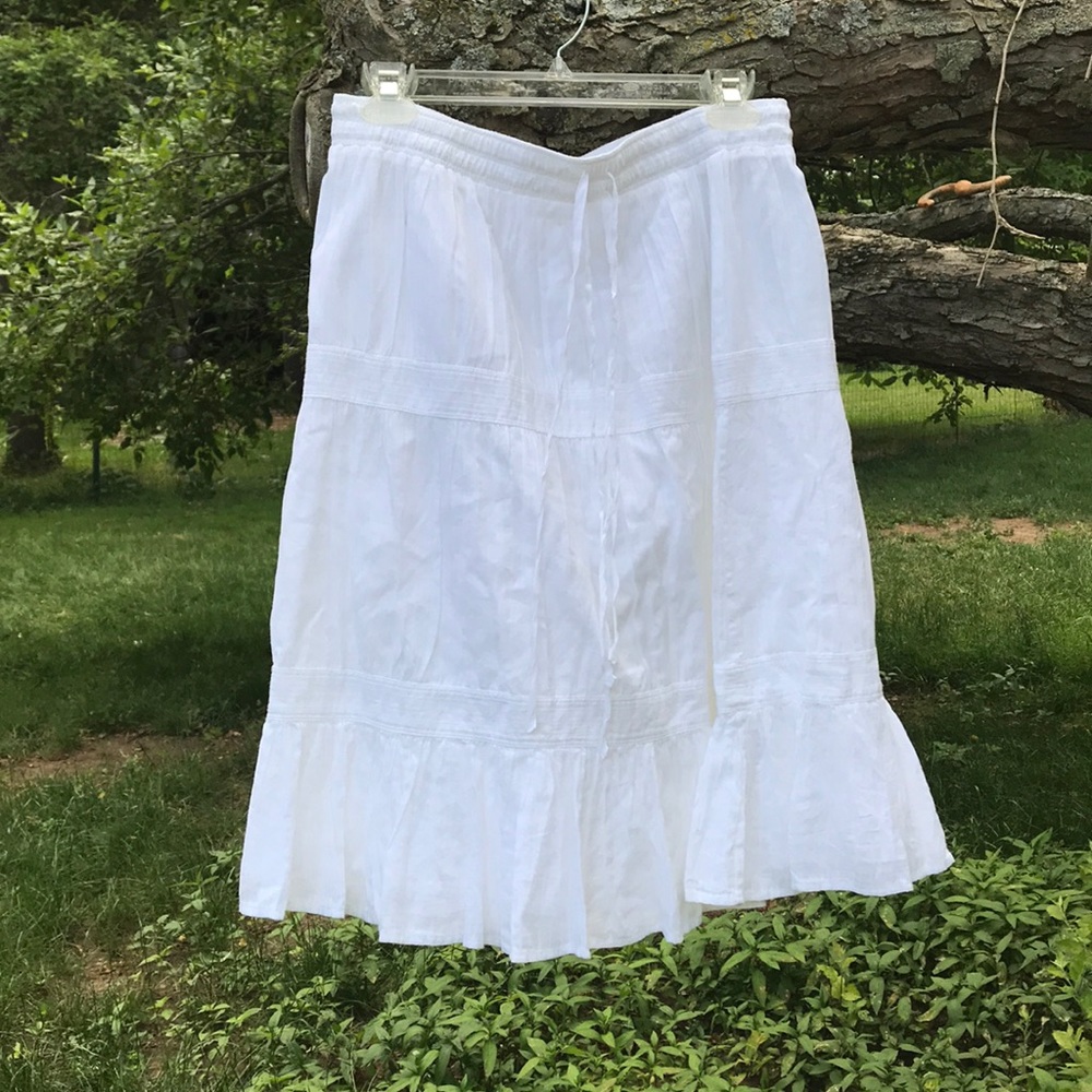 Theory white cotton gypsy style skirt size small
